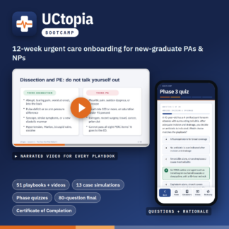 UCtopia Bootcamp — urgent care onboarding program for new PAs and NPs