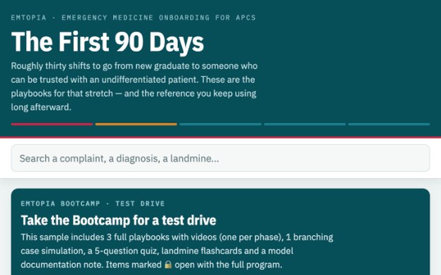 EMtopia Bootcamp ED onboarding web app